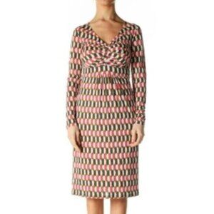 Boden | Women's Geometric Print Long Sleeve Ruched Sheath Dress Size 4